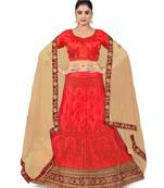 Light-red embroidered Art Silk semi stitched lehenga