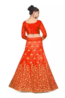 Light-red embroidered Art Silk semi stitched lehenga