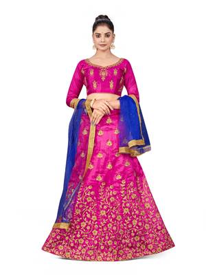 Purple embroidered Art Silk semi stitched lehenga 1
