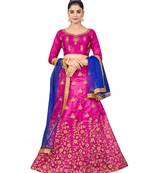 Purple embroidered Art Silk semi stitched lehenga