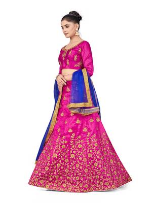 Purple embroidered Art Silk semi stitched lehenga 2