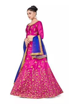 Purple embroidered Art Silk semi stitched lehenga