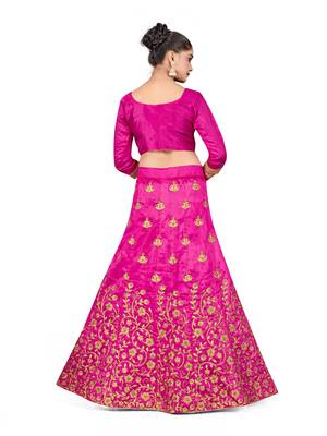 Purple embroidered Art Silk semi stitched lehenga 3
