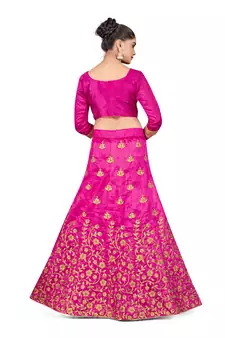 Purple embroidered Art Silk semi stitched lehenga