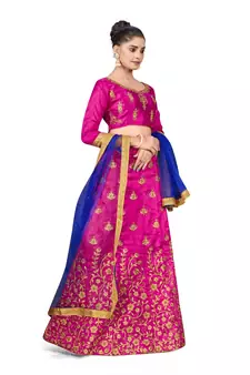 Purple embroidered Art Silk semi stitched lehenga
