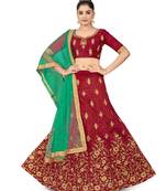 Maroon embroidered Art Silk semi stitched lehenga