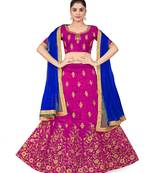 Purple embroidered Art Silk semi stitched lehenga