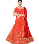 Light-red embroidered Art Silk semi stitched lehenga