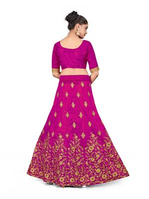 Purple embroidered Art Silk semi stitched lehenga 3
