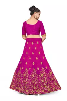 Purple embroidered Art Silk semi stitched lehenga