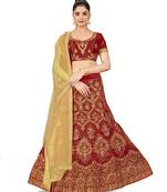 Maroon embroidered Art Silk semi stitched lehenga