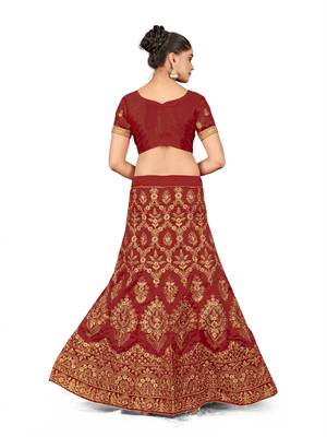 Maroon embroidered Art Silk semi stitched lehenga 3
