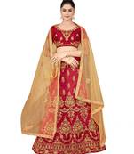 Maroon embroidered Art Silk semi stitched lehenga