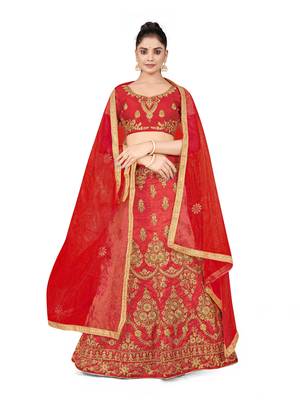 Red Silk Zari Embroidered Lehenga 1