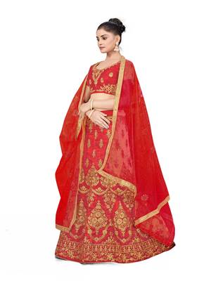 Red Silk Zari Embroidered Lehenga 2