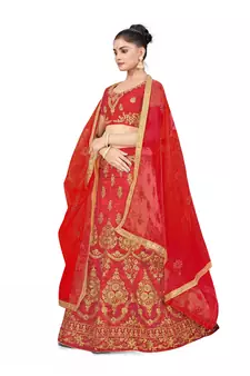 Red Silk Zari Embroidered Lehenga