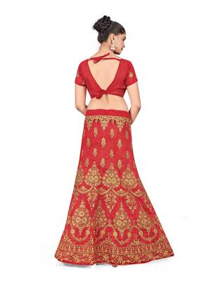Red Silk Zari Embroidered Lehenga 3