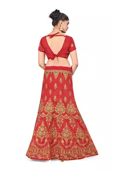Red Silk Zari Embroidered Lehenga
