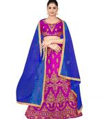 Purple embroidered Art Silk semi stitched lehenga