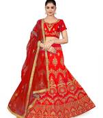 Light-red embroidered Art Silk semi stitched lehenga