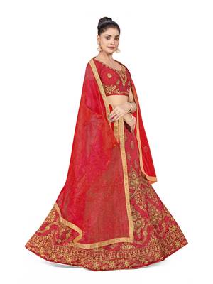 Red Silk Zari Embroidered Lehenga 4