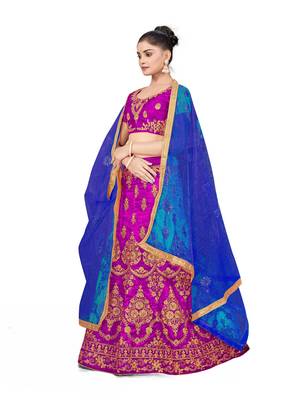 Purple embroidered Art Silk semi stitched lehenga 2