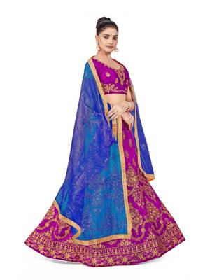 Purple embroidered Art Silk semi stitched lehenga 4
