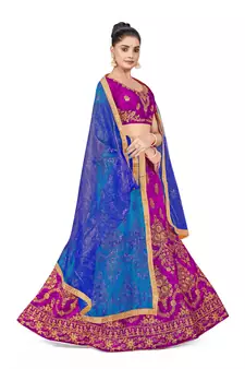 Purple embroidered Art Silk semi stitched lehenga