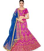 Purple embroidered Art Silk semi stitched lehenga