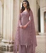 Badami Color Designer Fancy Net Fabric Salwar Suit In Net Fabric With Embroidery As Semi Stitched