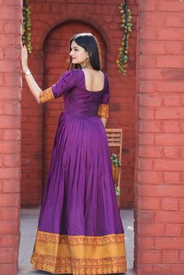 Purple Silk Mother & Daughter Combo Anarkali Set 4