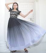 Purple Georgette Sequins Embroidered Gown