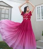 Pink Georgette Sequins Embroidered Gown