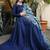 Navy Blue Rayon Designer Gown with Organza Dupatta