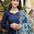 Navy Blue Rayon Designer Gown with Organza Dupatta