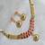 Gold tone semiprecious ruby-emerald necklace set dj-03169