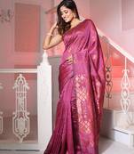 Purple Silk Matka Handwoven Saree With Texture Designs