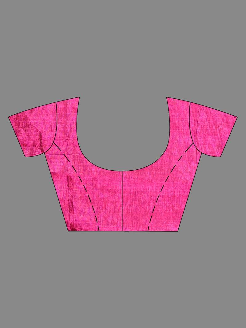 Magenta Silk Matka Handwoven Saree With Texture Designs
