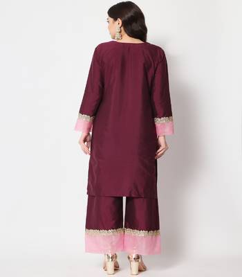 Dazzling Wine Straight Kurti with Straight Palazzo 4