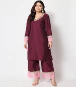 Dazzling Wine Straight Kurti with Straight Palazzo