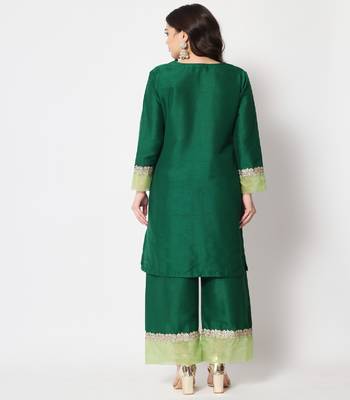 Dazzling Green Straight Kurti with Straight Palazzo 3