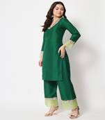 Dazzling Green Straight Kurti with Straight Palazzo