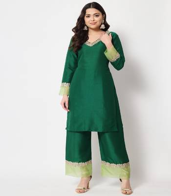 Dazzling Green Straight Kurti with Straight Palazzo 4