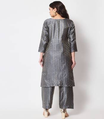 Sahiba Gray Brocade with Straight Palazzo 3