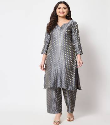 Sahiba Gray Brocade with Straight Palazzo 4