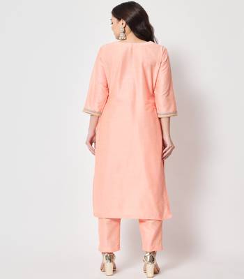 Peach Smiles Straight Kurti with Pants 3