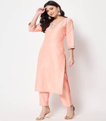 Peach Smiles Straight Kurti with Pants 1