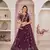 Wine embroidered net semi stitched lehenga