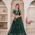 Dark-green embroidered net semi stitched lehenga