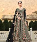 Black embroidered net salwar